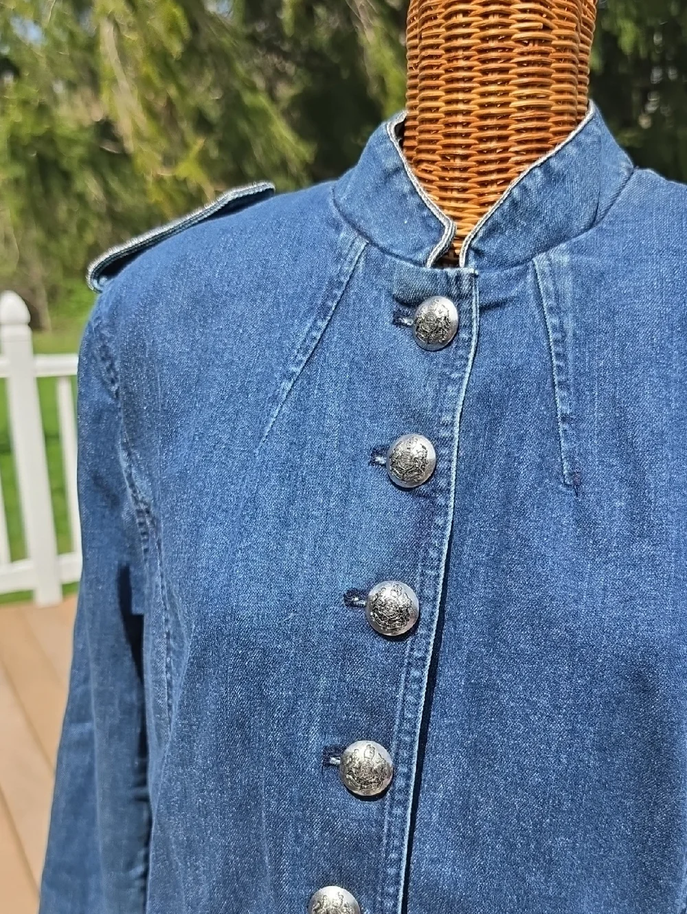 Lauren Ralph Lauren Dark Blue Denim Military-Style Jacket Womens Size 16 - Picture 4 of 9
